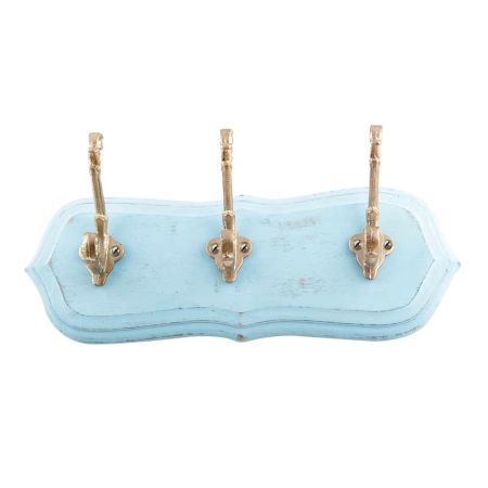 Turquoise Golden Small Wall Wooden Iron Hooks